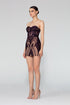 Heart Neck Symmetric Patterned Mini Dress